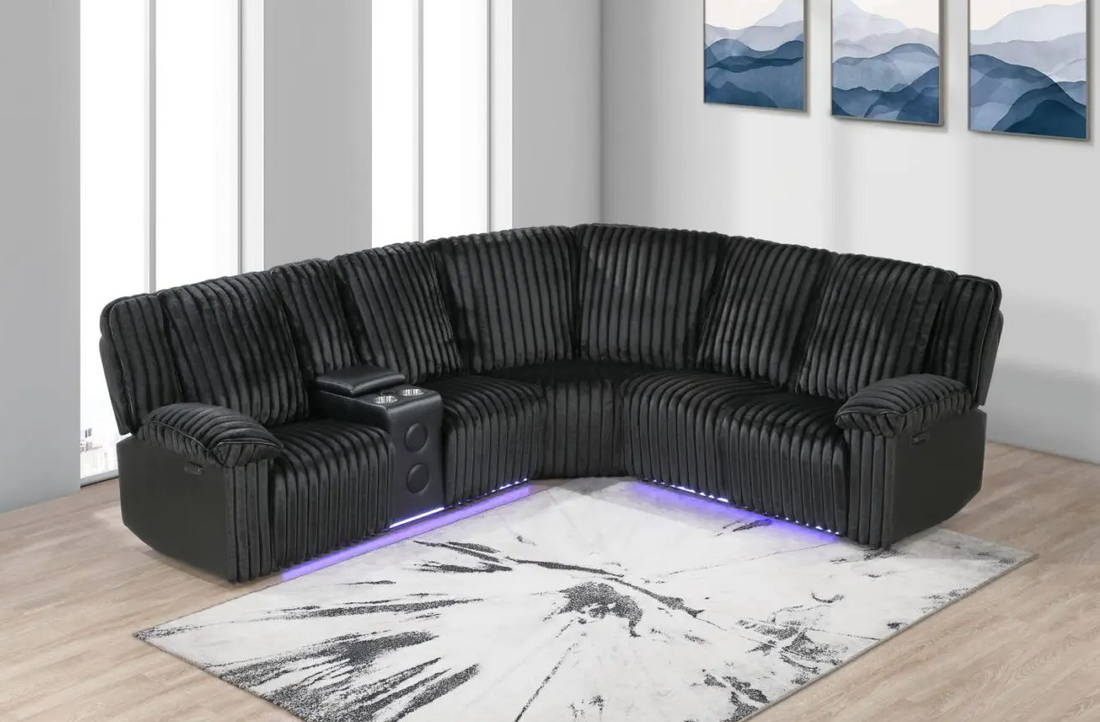 Flash Black Power Reclining Sectional