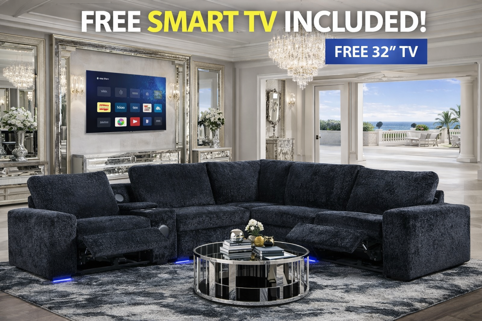 Amelia Black Power Reclining Sectional