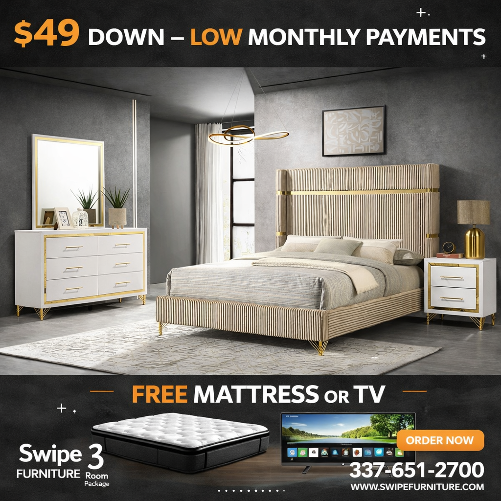 Lucia Bedroom Set Beige and White