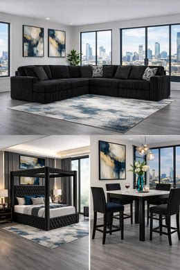 Bottega 3 Piece Black 3 ROOM PACKAGE DEAL