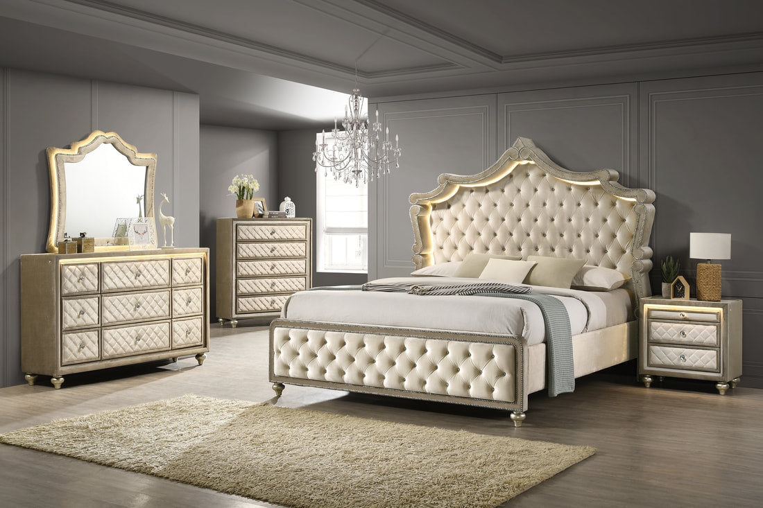 Cardi Gold Bedroom Set – Includes Mattress