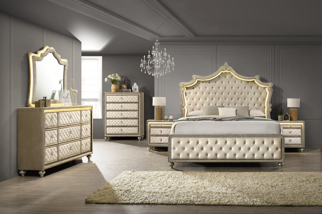 Cardi Gold Bedroom Set – Includes Mattress
