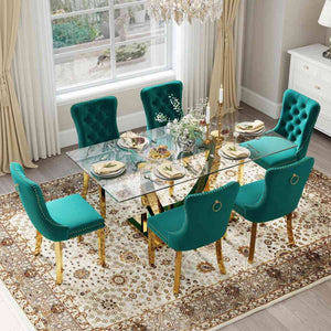 Kazandra 6 - Person Pedestal Dining Set (Green)