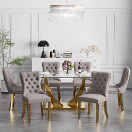 Kazandra 6 - Person Pedestal Dining Set (Gray)