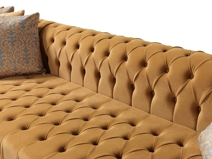 Lauren Mustard Velvet Double Chaise 136" Sectional