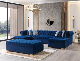 Lauren Navy Velvet Double Chaise Sectional