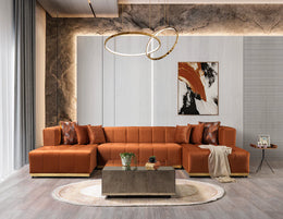 Elisha Orange Velvet Double Chaise