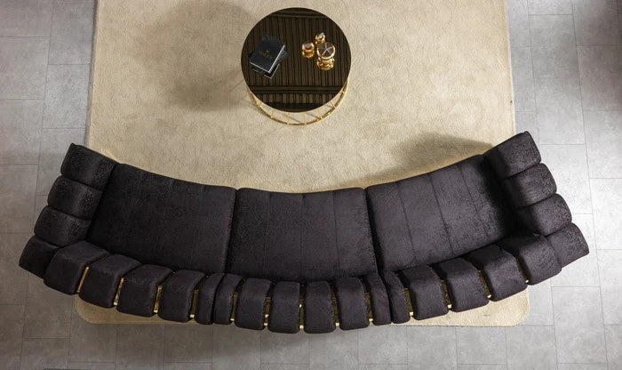 Michelle Black Velvet 3-Piece Curved 165" Sectional