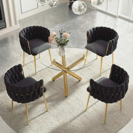 Raykwan 4 - Person Three Leg Dining Set (Black)