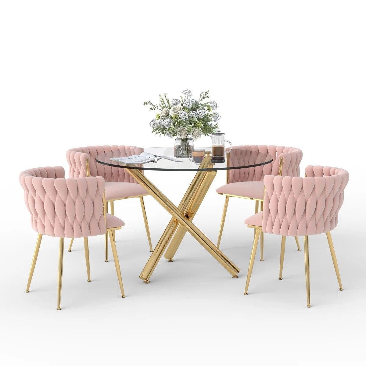 Raykwan 4 - Person Three Leg Dining Set (Pink)