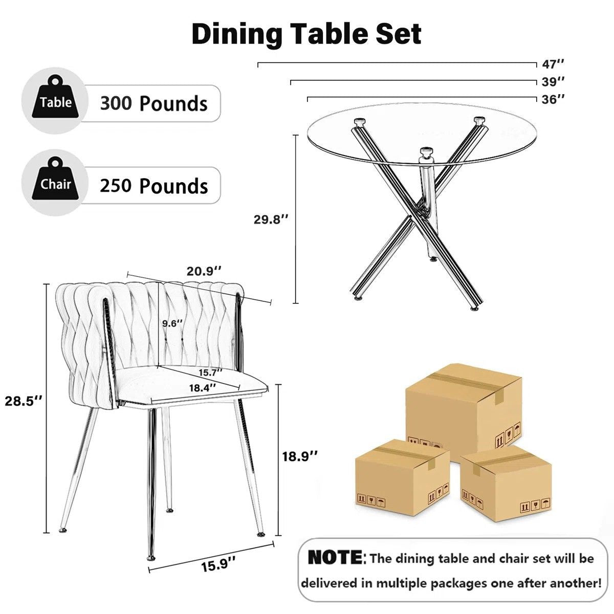 Raykwan 4 - Person Three Leg Dining Set (Navy)