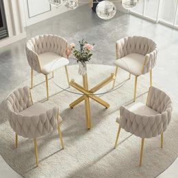 Raykwan 4 - Person Three Leg Dining Set (Beige)