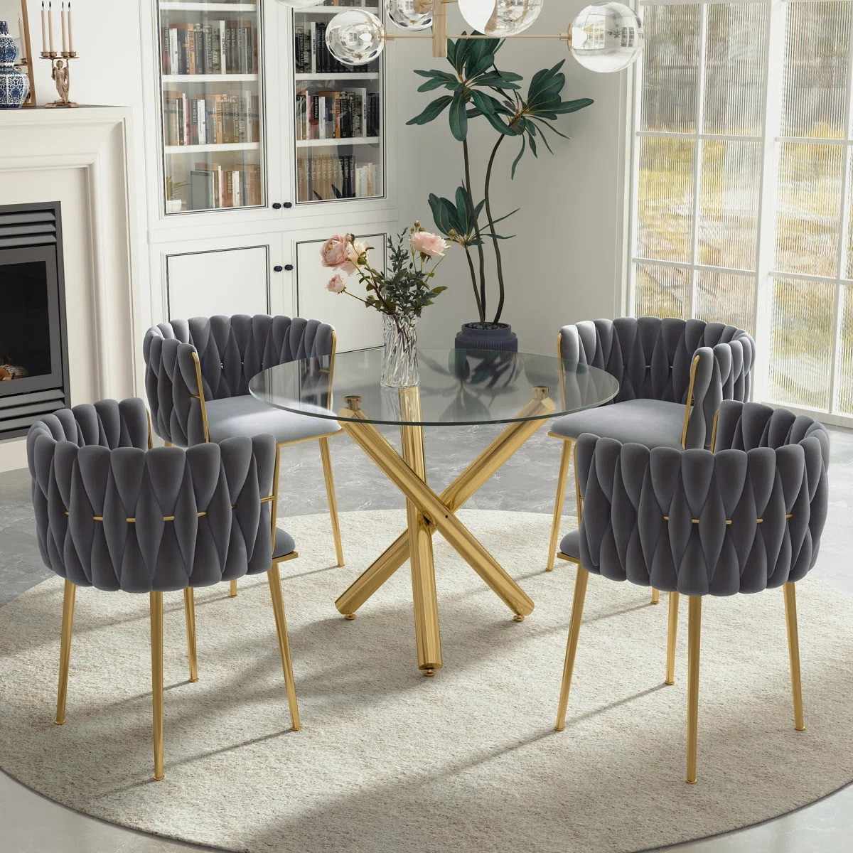 Raykwan 4 - Person Three Leg Dining Set (Gray)