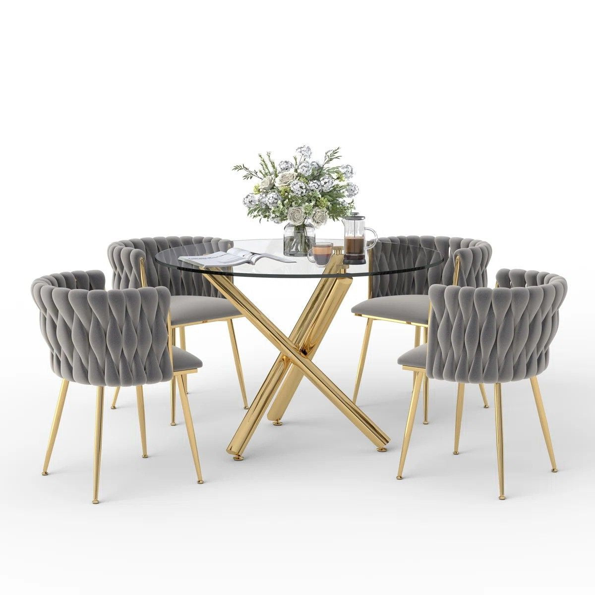 Raykwan 4 - Person Three Leg Dining Set (Gray)