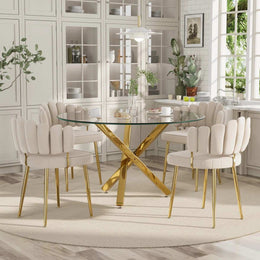 Round Glass Dining Set for 4 (White)