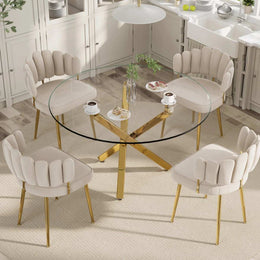 Round Glass Dining Set for 4 (White)