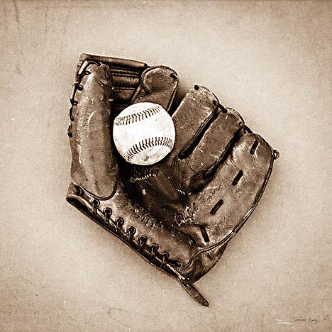 Vintage Baseball By Jennifer Rigsby (Small) Giclee Canvas