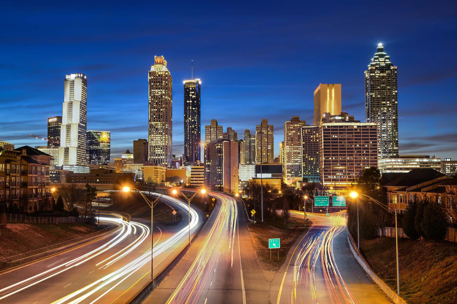 Tempered Glass W/ Foil - Atlanta At Night Tempered Glass