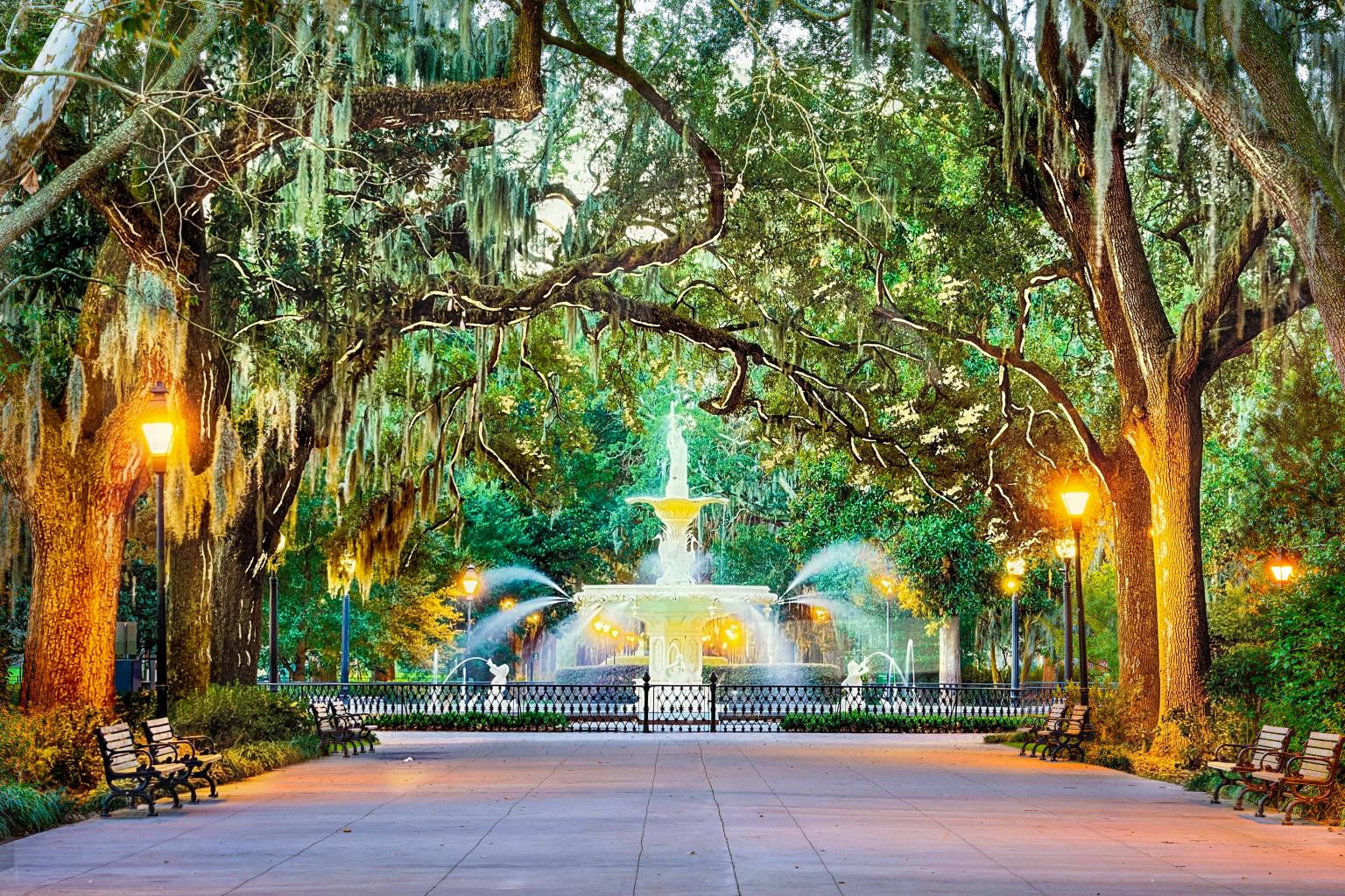 Tempered Glass W/ Foil - Forsyth Park Savannah Tempered Glass