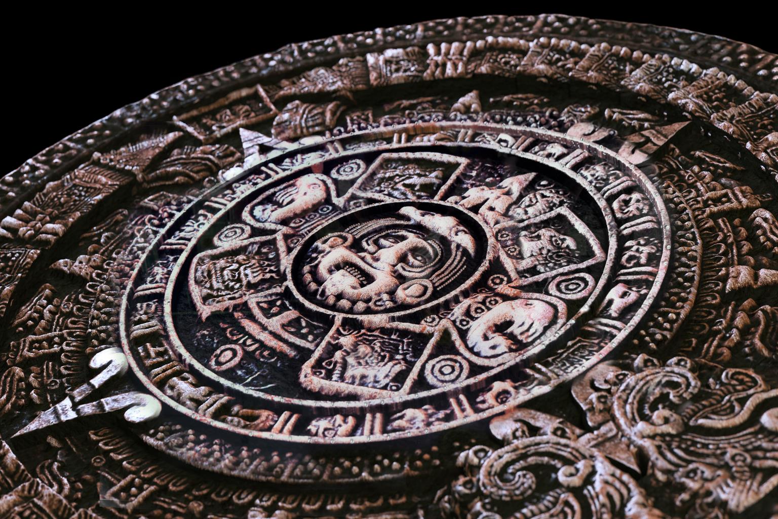 Tempered Glass W/ Rhinestones - Mayan Calendar Tempered Glass