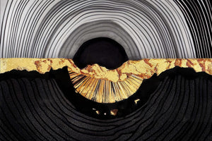 Tempered Glass W/ Foil - Abstractl Gold Circle Tempered Glass