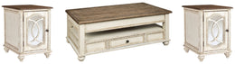 Realyn Coffee Table with 2 End Tables