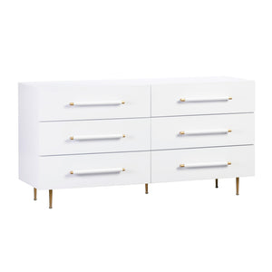 Trident White 6 Drawer Dresser - UK