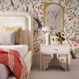 Suzie Cream & Rattan Nightstand - UK
