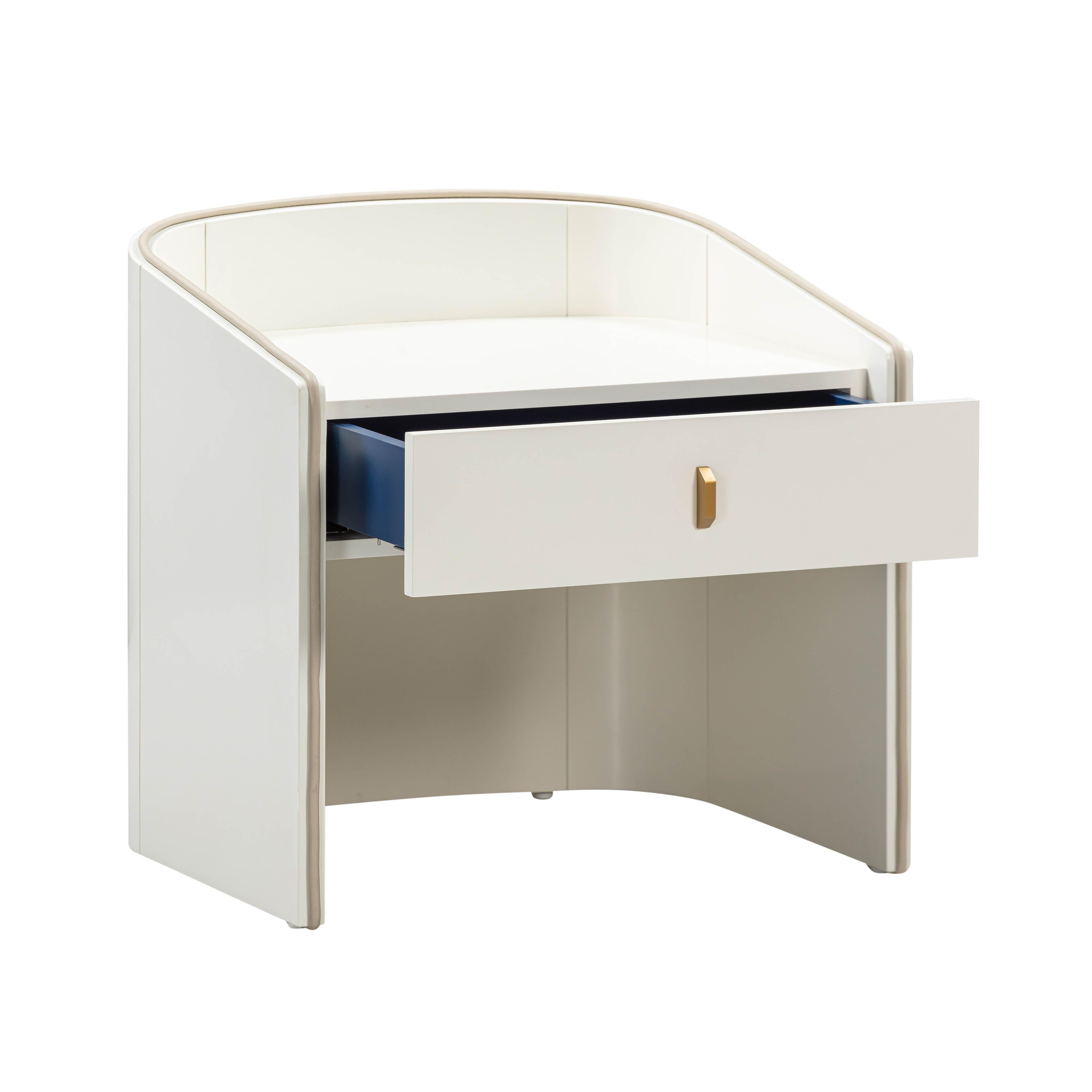 Collins Cream Lacquer Nightstand - UK