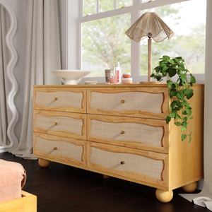 Grappa Natural Wood & Rattan Wavy Dresser