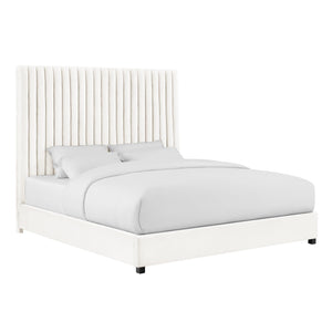 Arabelle White Velvet Bed in UK Super King