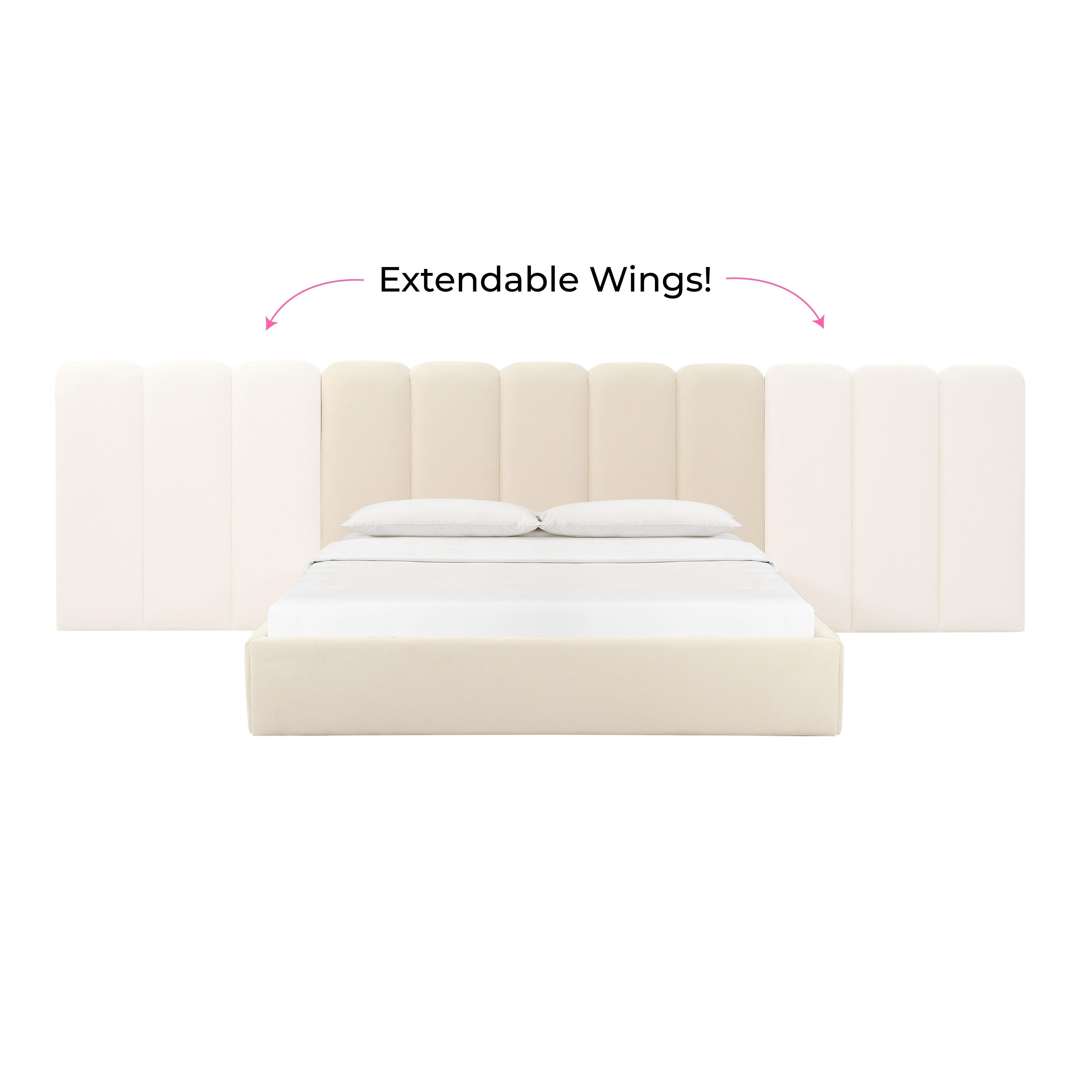Palani Cream Velvet King Bed