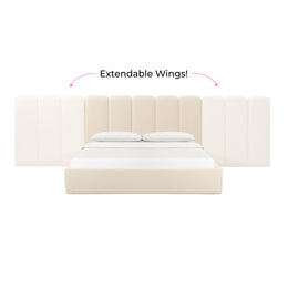 Palani Cream Velvet Queen Bed