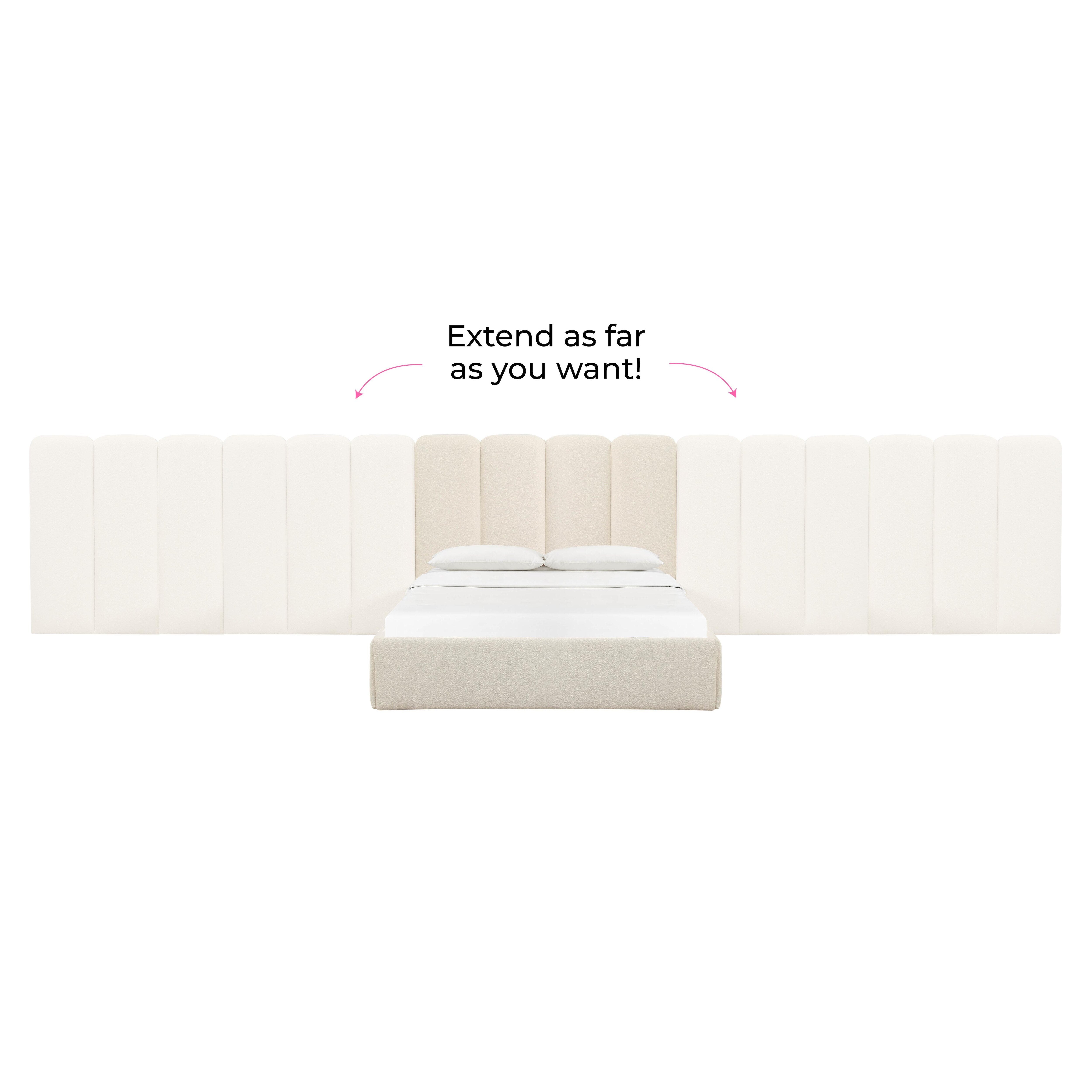 Palani Cream Boucle King Bed with Wings