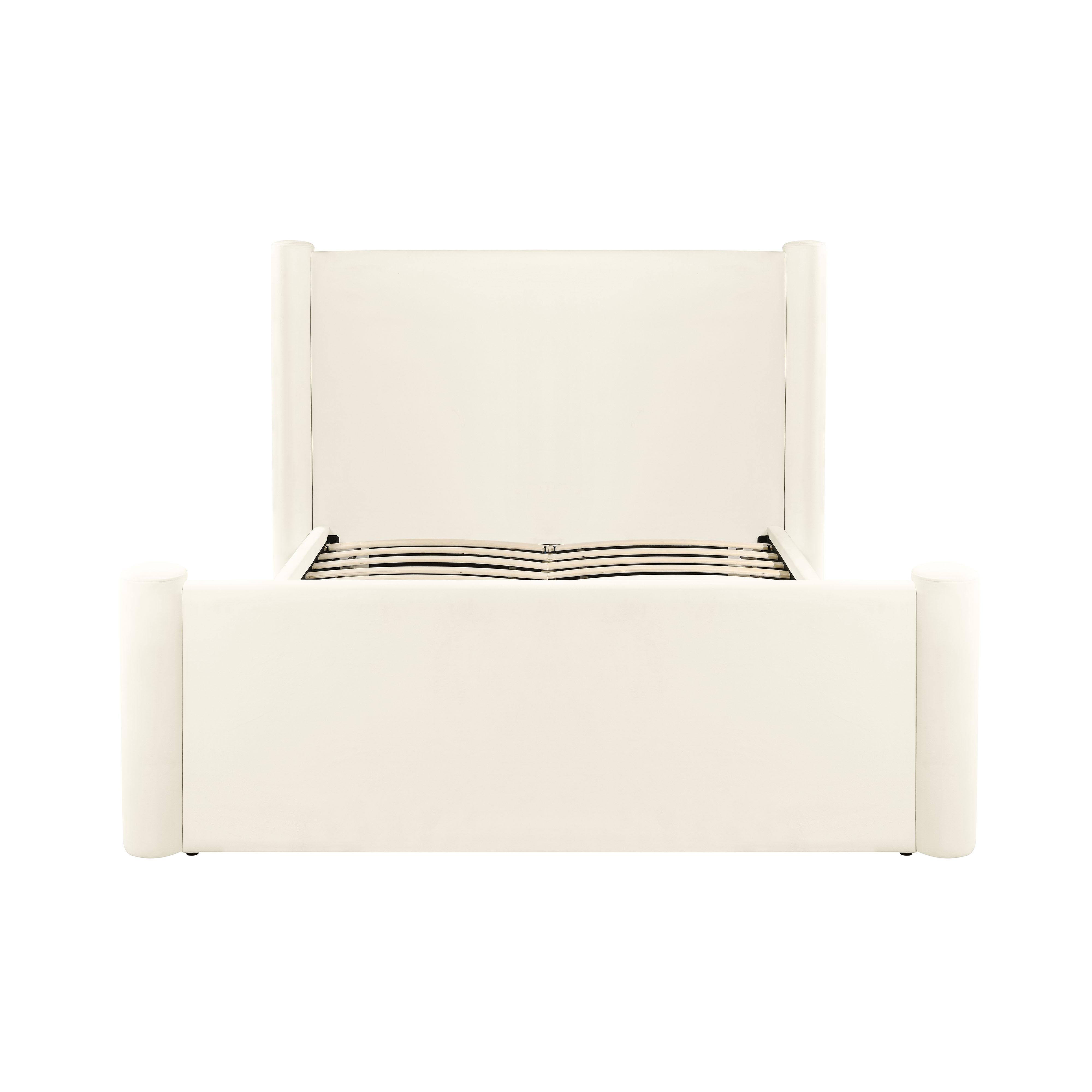 Athara Cream Velvet Queen Bed