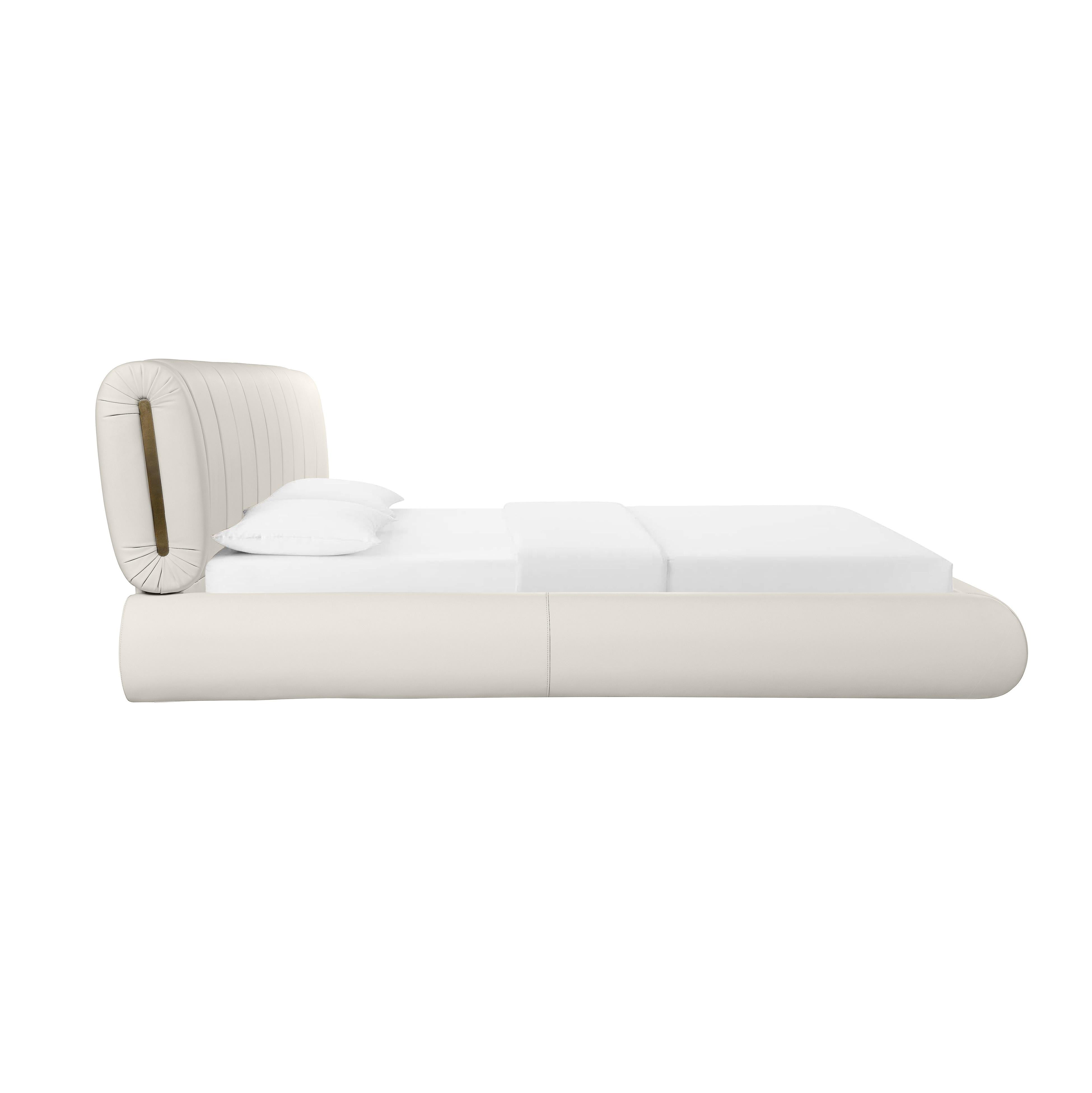 Karol Cream Vegan Leather Queen Bed