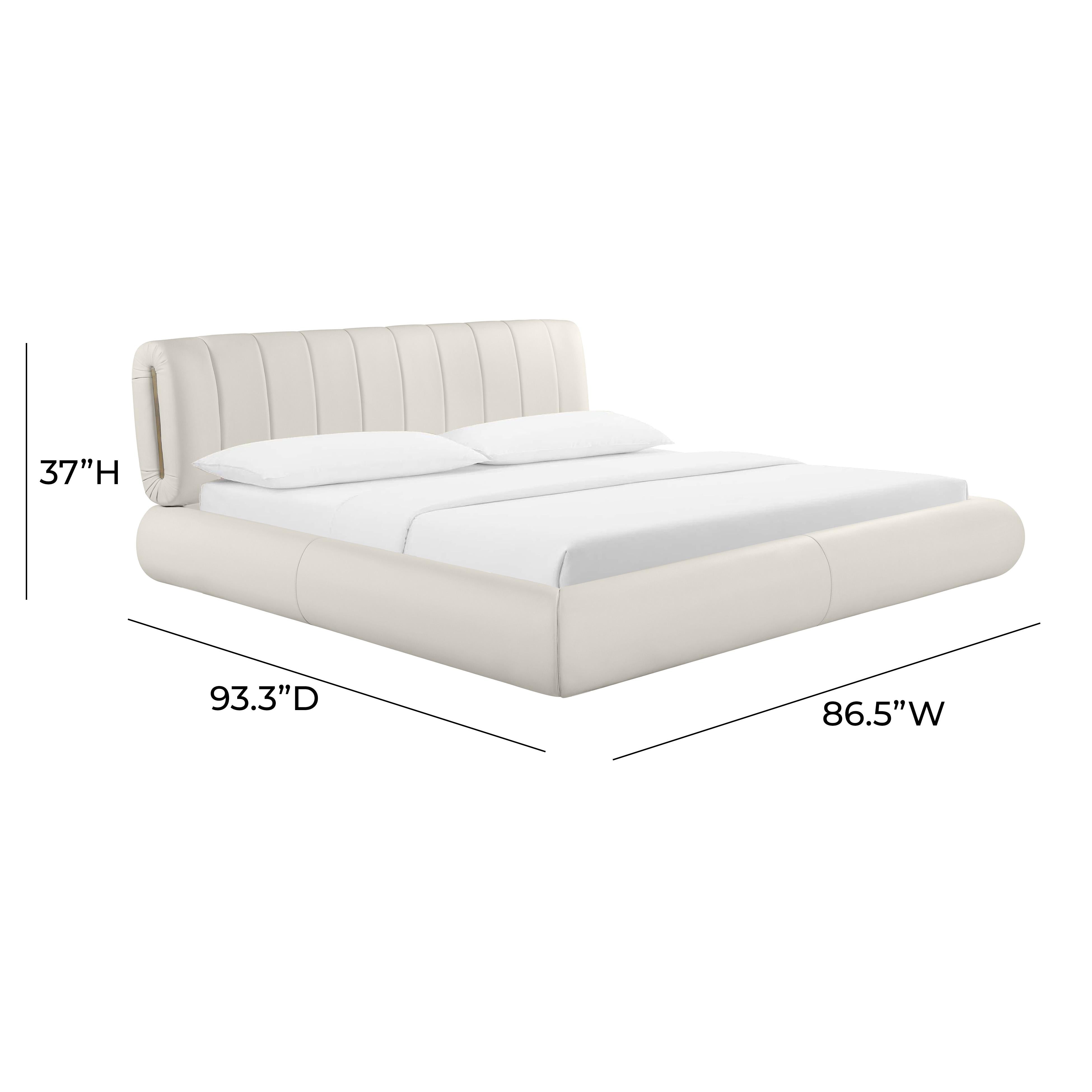 Karol Cream Vegan Leather King Bed