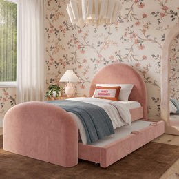 Moon Rose Upcycled Chenille Twin Trundle Bed
