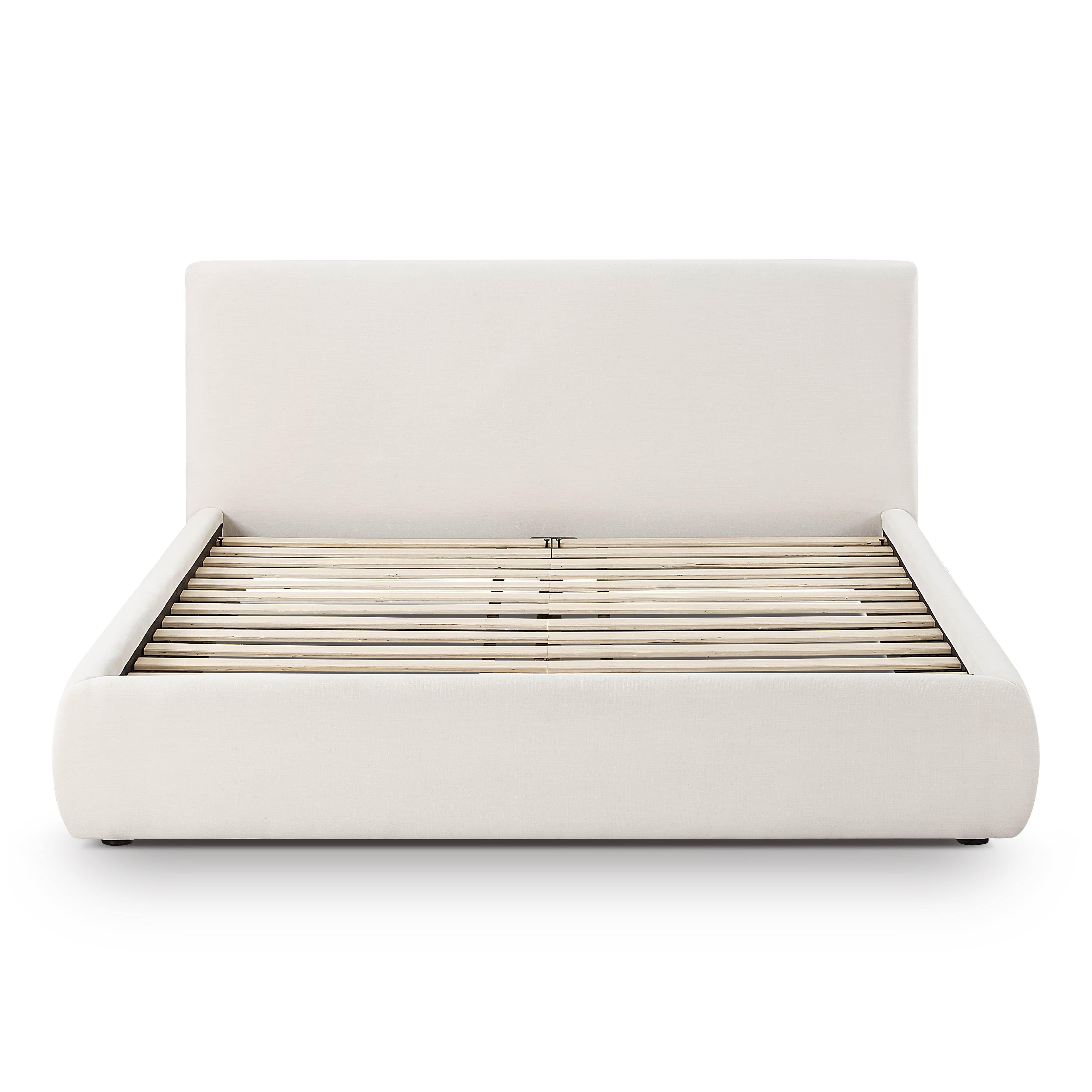 Isla Cream Upcycled Linen Queen Bed
