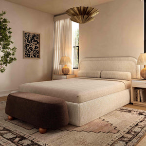 Murielle Cream Heavy Knubby Boucle King Bed