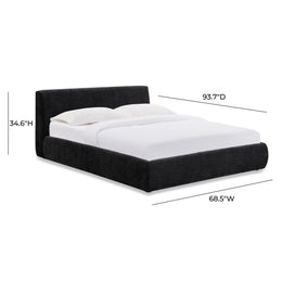 Isla Black Textured Velvet Queen Bed