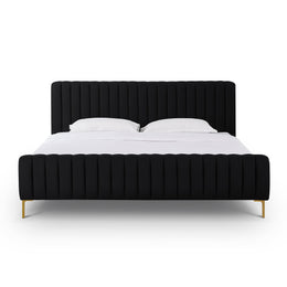 Angela Black Upcycled Linen King Bed