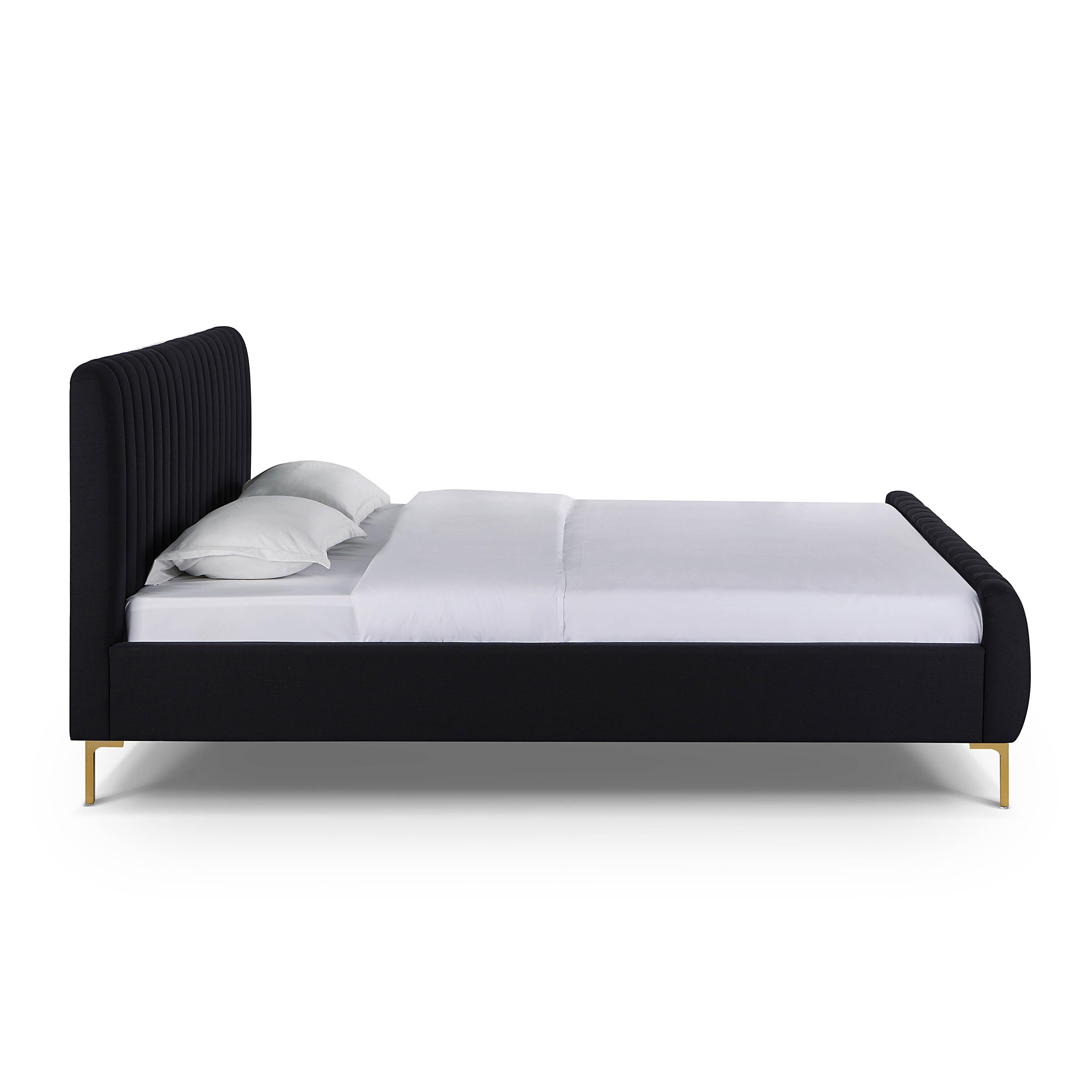 Angela Black Upcycled Linen King Bed