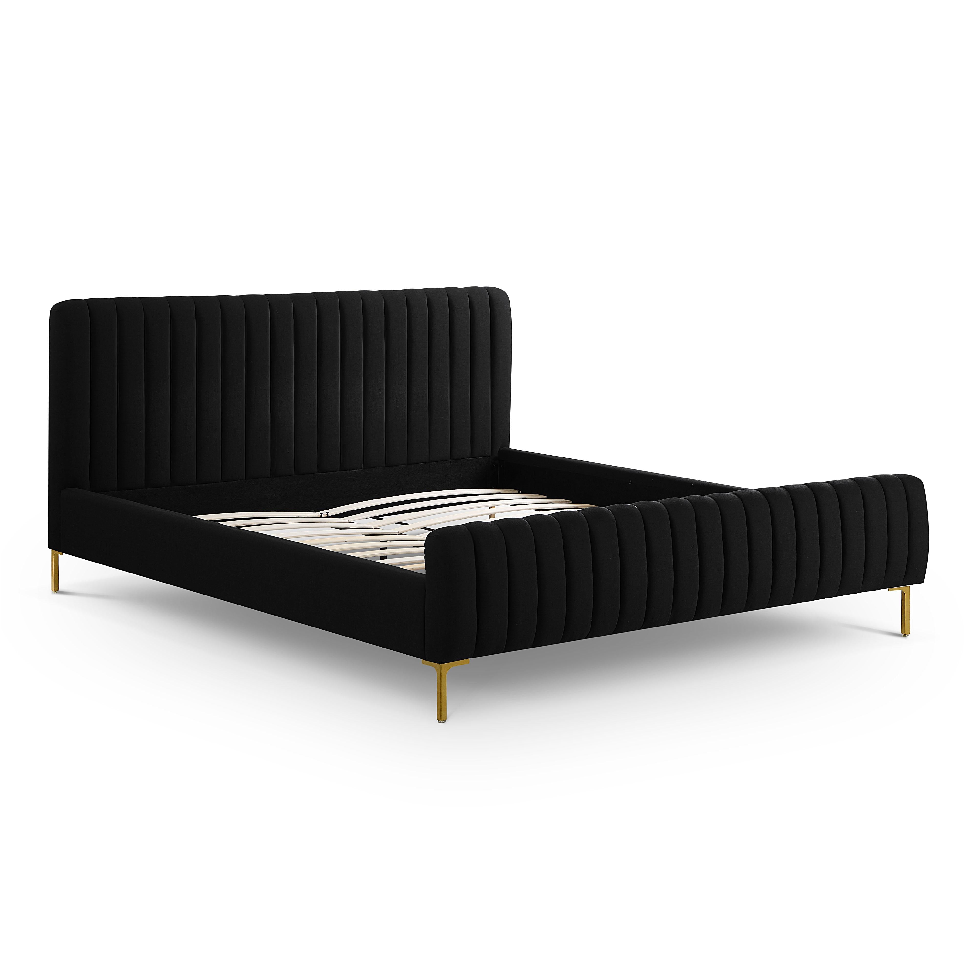 Angela Black Upcycled Linen King Bed