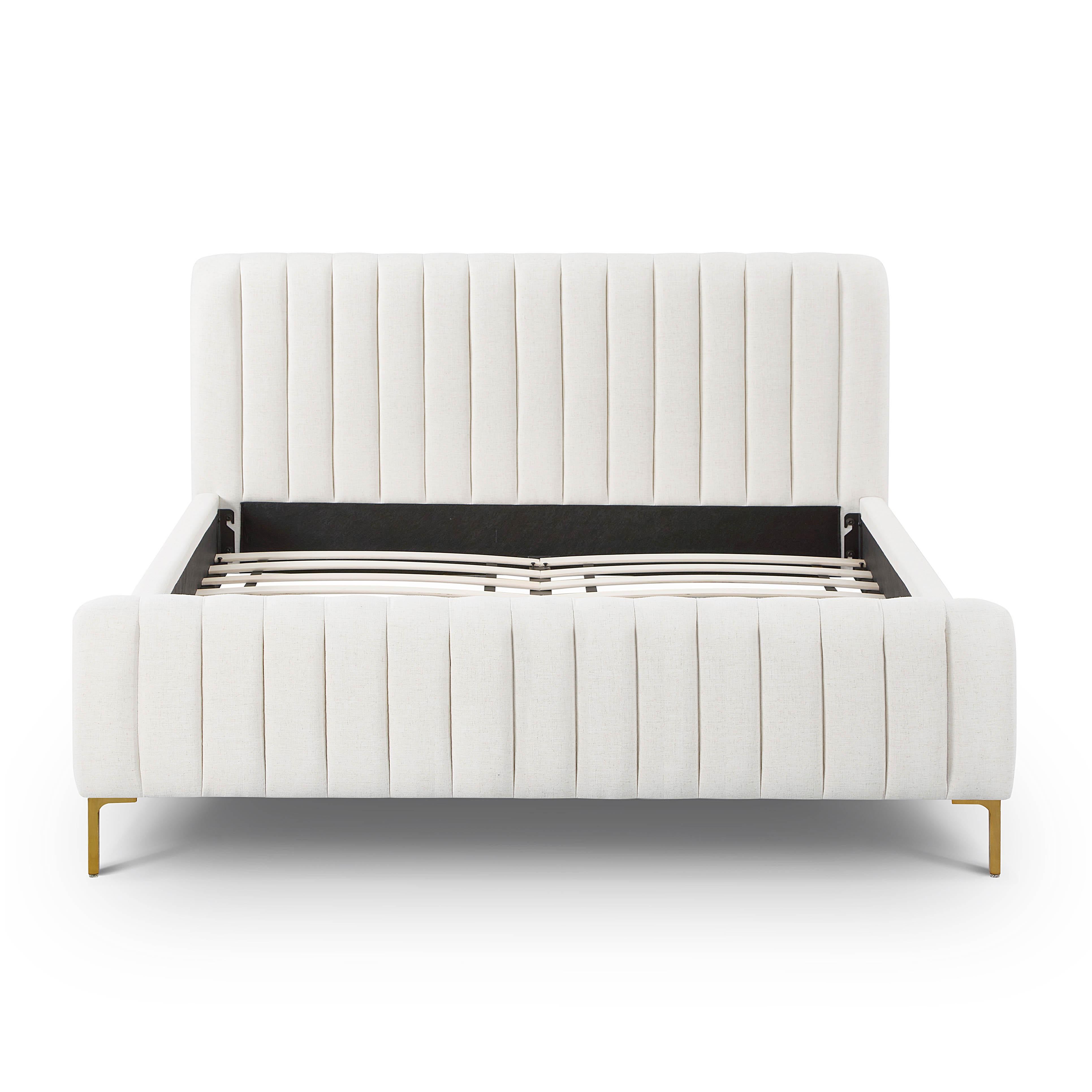 Angela Natural Upcycled Linen Queen Bed