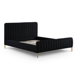 Angela Black Upcycled Linen Queen Bed