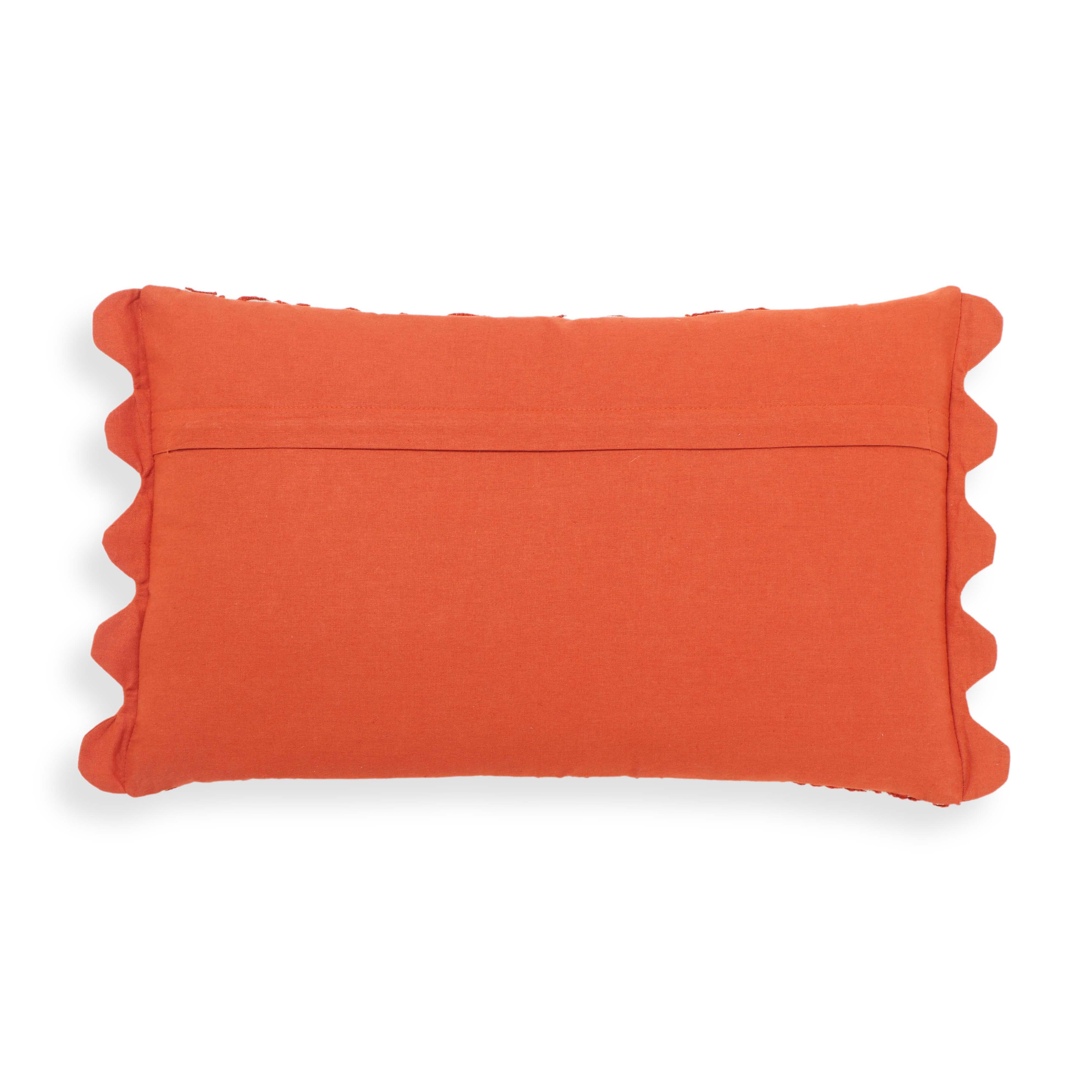 Portia Orange Embroidered Cotton Flex 20" x 12" Accent Cushion