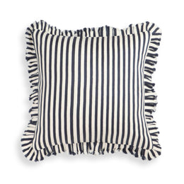Alessia Navy Striped Ruffle 20" Square Accent Pillow - COVER