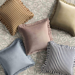 Alessia Taupe Striped Ruffle 20" Square Accent Pillow