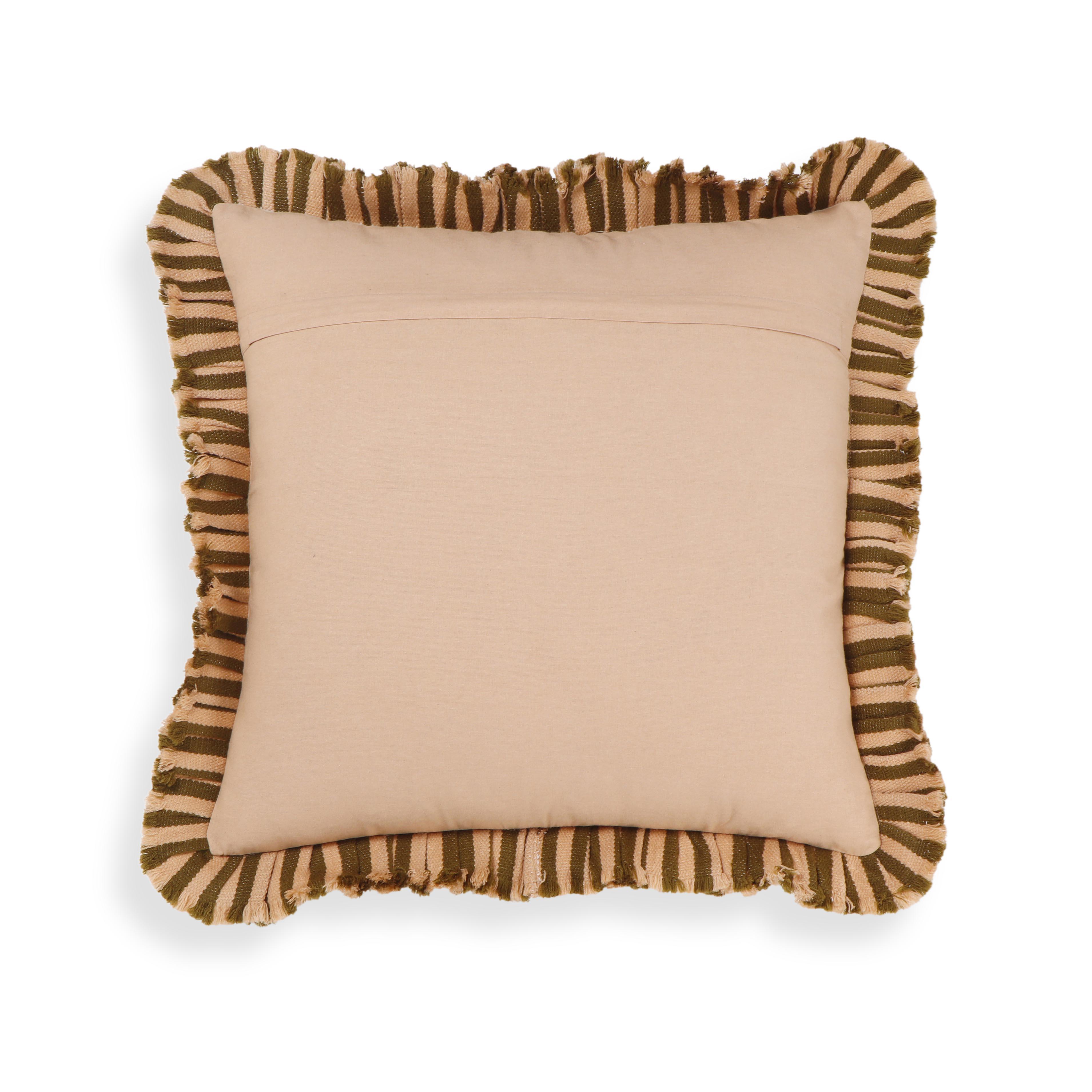 Alessia Taupe Striped Ruffle 20" Square Accent Pillow